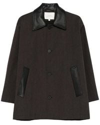 Studio Nicholson - Leather-Collar Coat - Lyst
