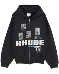 Rhude - Logo-Print Zip-Up Hoodie - Lyst