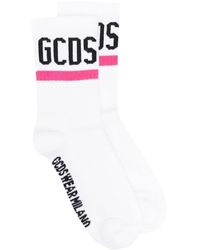 Gcds Intarsia-knit Logo Socks - White