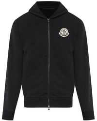 Moncler - Sketched Logo Zip-Up Cotton Hoodie - Lyst