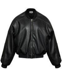 MM6 by Maison Margiela - Faux Leather Jacket With Rib-Knit Trim - Lyst