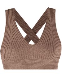 Loulou Studio Cross-strap Cashmere Cropped Top - Brown