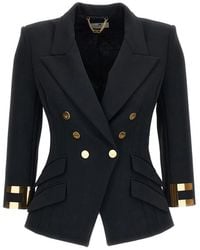 Elisabetta Franchi - Double-Breasted Logo-Cuff Jacket - Lyst