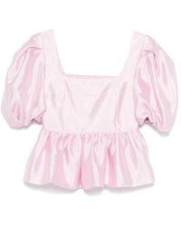 Stine Goya - Puff-Sleeve Peplum Top - Lyst