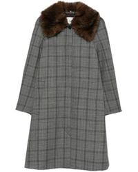 Tela - Check Faux-Fur Collar Coat - Lyst