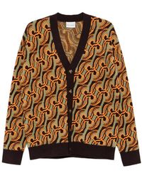 Drole de Monsieur - Abstract-Pattern Jacquard-Knit Cardigan - Lyst