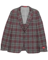 Isaia - Check-Pattern Notch-Lapel Blazer - Lyst