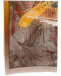 D'Aniello - Abstract-Print Frayed-Edge Scarf - Lyst