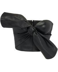 Alexander McQueen - Knotted-Bow Leather Corset Top - Lyst
