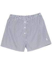 Sporty & Rich - Striped Embroidered-Logo Shorts - Lyst