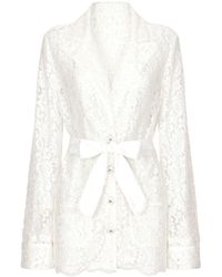 Dolce & Gabbana - Floral-Lace Belted Shirt - Lyst