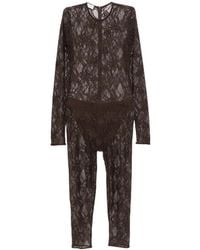 ANDAMANE - Sheila Lace-Pattern Long-Sleeve Jumpsuit - Lyst