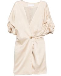 Raquel Diniz - Anastasia Button-Detail V-Neck Mini Dress - Lyst