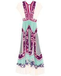 La DoubleJ - V-Neck Floral Pleated Midi Dress - Lyst