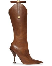 Burberry Stud Detail Knee-length Boots - Brown