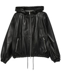 Tela - Hooded Leather Jacket - Lyst