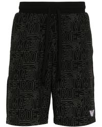 Emporio Armani - Logo-Print Cotton Shorts - Lyst