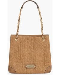 Eric Javits - Antibes Raffia Straw Shoulder Bag – Woven Synthetic Raffia With Leather Trim, Zip Top Closure, Double Chain Handle, Roomy - Lyst
