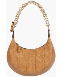 Eric Javits - Woven Raffia Straw Hobo Bag With Leather Trim – Zip Top Closure, Chain Shoulder Strap, Crossbody Length, Outer - Lyst