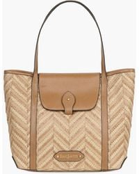 Eric Javits - Verona Raffia Straw Tote With Leather Trim For - Lyst