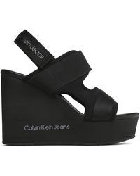 Calvin Klein - Sandalen wedge sandal webbing yw0yw01073 black/lavender aura beh - Lyst