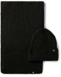 Calvin Klein - Set Schal Und Mütze Monogram Rib Scarf Beanie Set Iu0Iu00638 - Lyst
