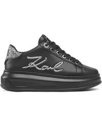 Karl Lagerfeld - Sneakers kl62510a black lthr w/silver - Lyst