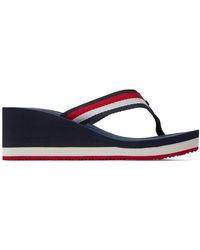 Tommy Hilfiger - Zehentrenner corporate wedge beach sandal fw0fw07987 red white blue 0g0 - Lyst