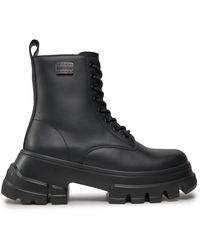 Tommy Hilfiger - Schnürstiefeletten tjw chunky leather boot en0en02503 black bds - Lyst
