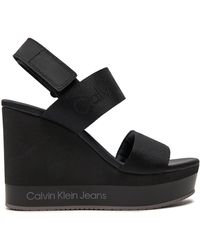 Calvin Klein - Sandalen wedge sandal webbing in mr yw0yw01360 black 0go - Lyst