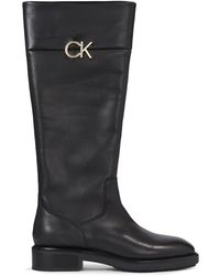 Calvin Klein - Stiefel rubber sole knee boot w/hw hw0hw01689 ck black beh - Lyst