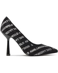 Karl Lagerfeld - High heels kl31314 black suede w/silver - Lyst