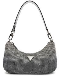 Guess - Mini Top Zip Schultertasche Silber - Lyst