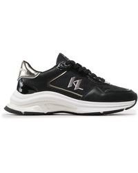 Karl Lagerfeld - Sneakers kl63165 black lthr/text w/silver - Lyst