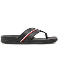 Tommy Hilfiger - Zehentrenner leather toe post sandal fm0fm04460 black bds - Lyst