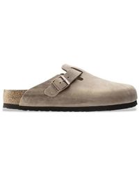 Birkenstock - Sabots En Cuir Boston Marron - Lyst