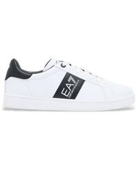 EA7 - Baskets En Cuir Classic Blanc, Noir - Lyst