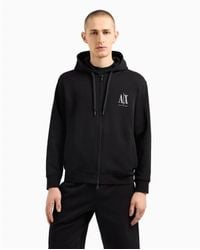 ARMANI EXCHANGE - Sweat À Capuche Avec Fermeture Éclair Complète En Coton-Polyester Stretch Laminé - Lyst