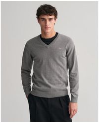 GANT - Pull Classique À Col En V - Lyst