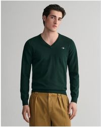 GANT - Pull À Col En V En Coton Classique - Lyst