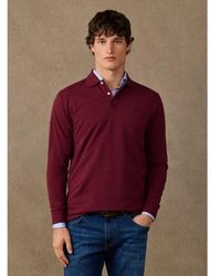 Hackett - Polo À Manches Longues Heritage H Small Logo Bordeaux - Lyst