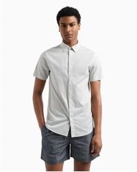 ARMANI EXCHANGE - Chemise À Manches Courtes En Popeline De Coton Stretch - Lyst