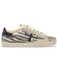 Premiata - Stevend 8053 Pantoufles En Cuir À Imprimé Animalier - Lyst