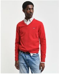 GANT - Pull À Col V En Laine De Mouton Très Fine - Lyst