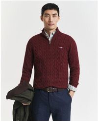 GANT - Pull En Tricot Torsadé Avec Demi-Fermeture Éclair En Coton - Lyst