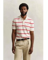 GANT - Polo Rayé, Rouge - Lyst