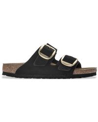 Birkenstock - Arizona Big Buckle Lenb Sandales En Cuir Noir - Lyst