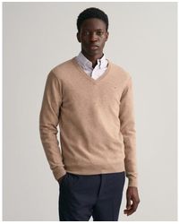 GANT - Pull-Over À Col En V En Laine De Mouton Très Fine - Lyst
