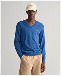 GANT - Pull À Col En V En Coton Classique - Lyst
