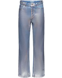 Esprit - Rechte Metallic Retro Jeans Met Hoge Taille - Lyst